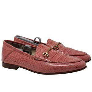 SAM‎ EDELMAN Loraine Croc Embossed Horse Bit Loafers In Pink Rose Women's 6.5M